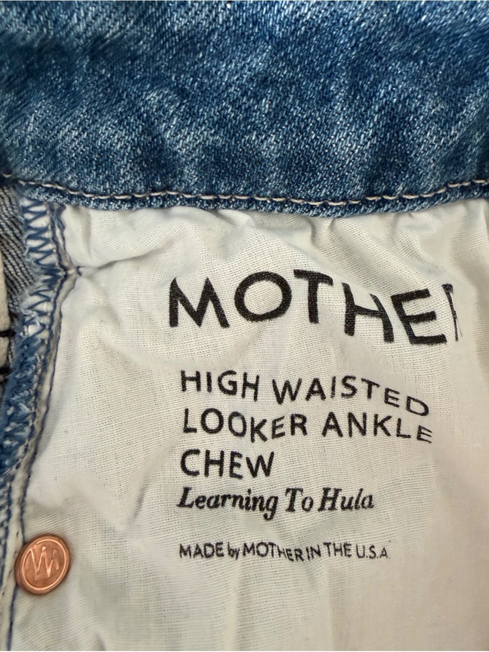 Mother Denim High Waisted Looker Ankle Chew Learning to Hula Rainbow Size 25 - Picture 6 of 12